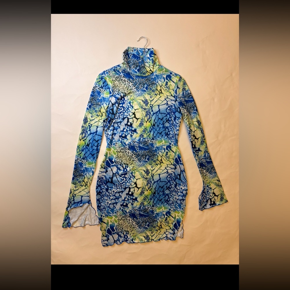 SHEIN Blue and Green Abstract Dress